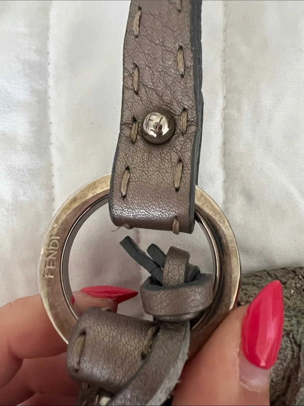 Fendi Metallic Shoulder Bag with Taupe Trim